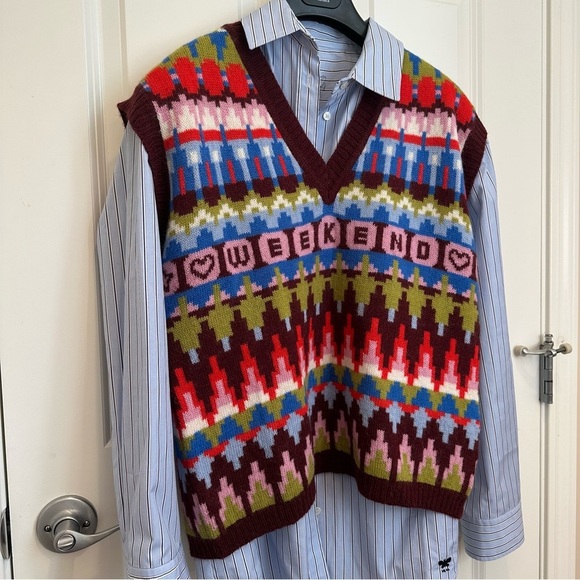 FALL/ WINTER 23-24 WEEKEND MAX MARA JACQUARD KNITTED VEST SIZE:SMALL US4 NWT - Picture 11 of 13